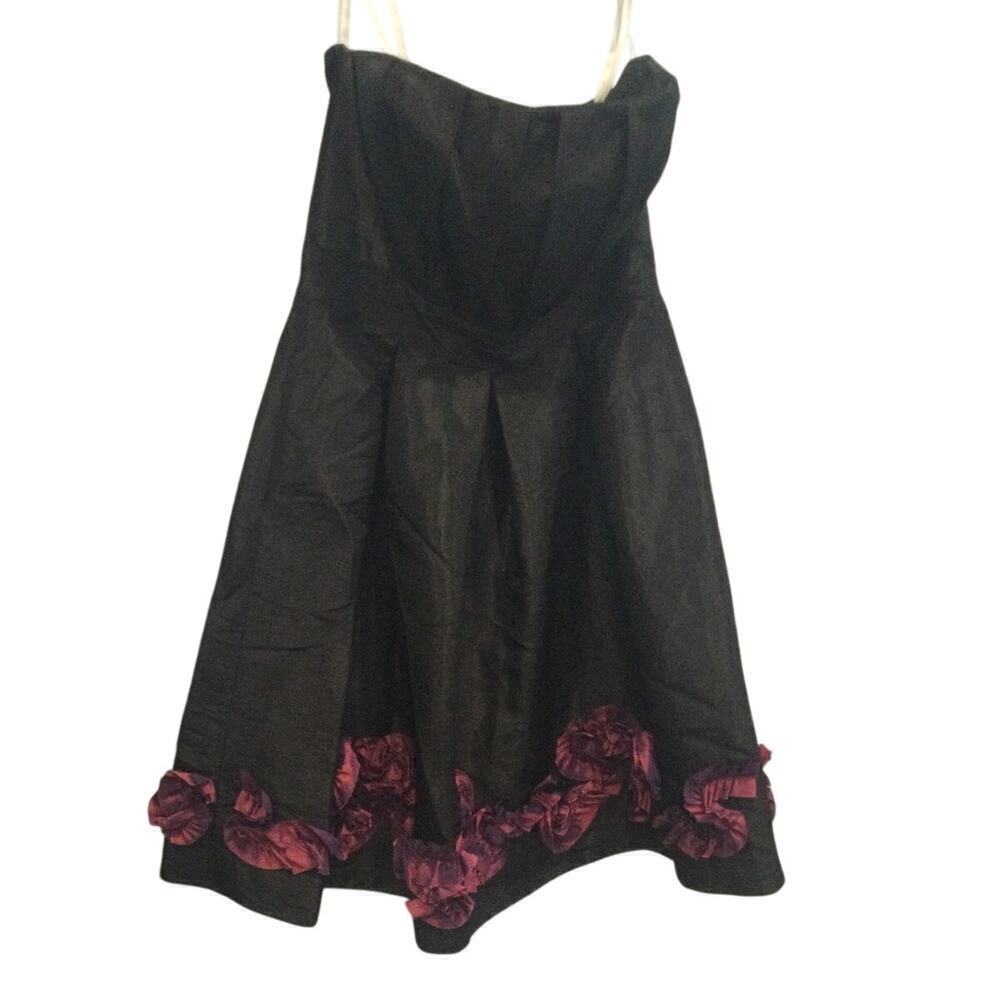 Vtg Strapless Womens Whimsigoth Dress Size 10 Black Purple Prom Babydoll Y2K 90s